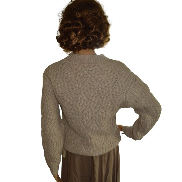 NWT Blu Ivy Boutique Beige Twisted Knit Pullover Sweater Womens Size S/M Fall - Picture 6 of 10